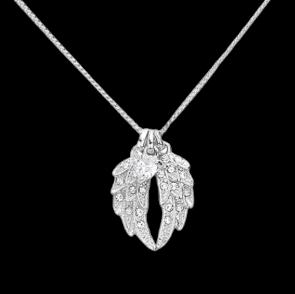 Crystal Beaded Heart Wing  Necklace